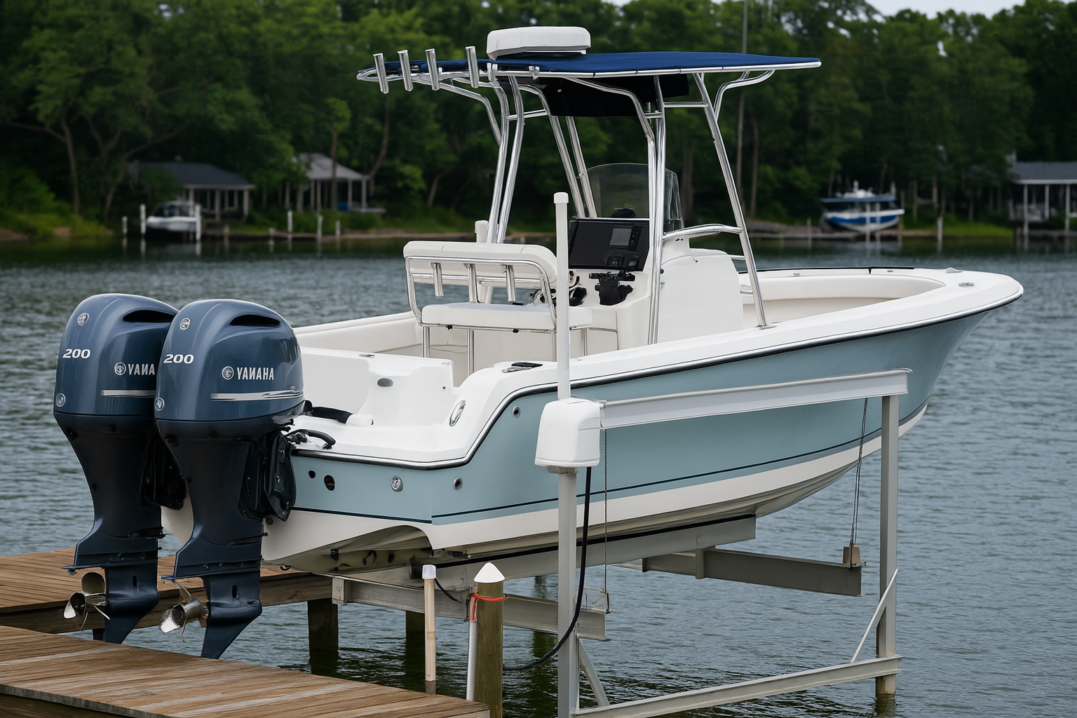 16,000 LB Free Standing Lake Boat Lift – Aluminum Frame, Dual 1HP Motors – Boat Lift Distributors
