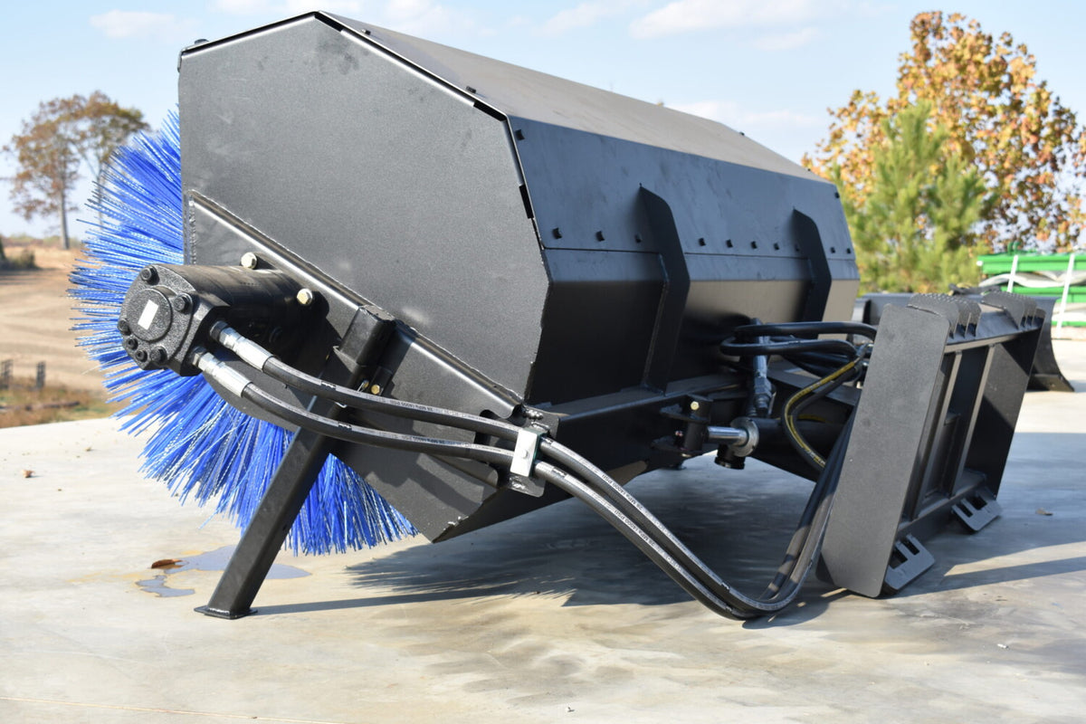 Loflin Fabrication Hydraulic Angle Broom For Skid Steers & Track Loaders; manufacturer family image, illustrated configuration may differ.