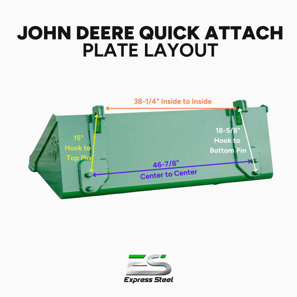 Express Steel John Deere Combo Pallet Fork & Bale Spear Frame; compatible forks/spears pictured may be sold separately