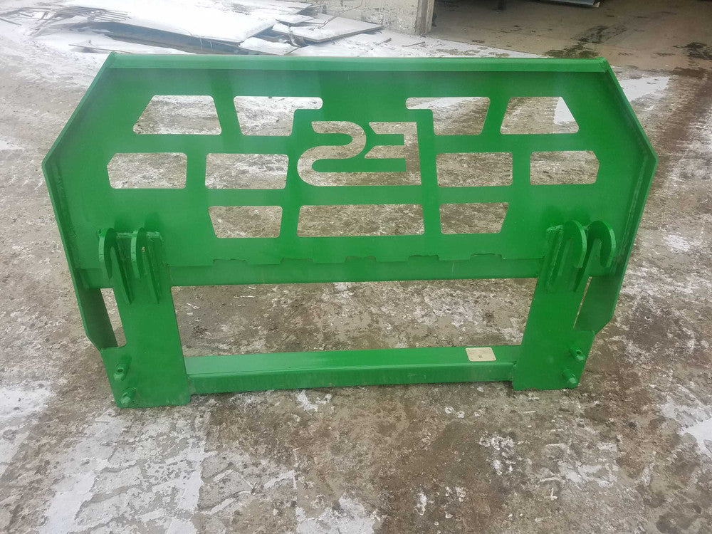 Express Steel John Deere Quick Attach Pallet Fork Frame; compatible forks/spears pictured may be sold separately