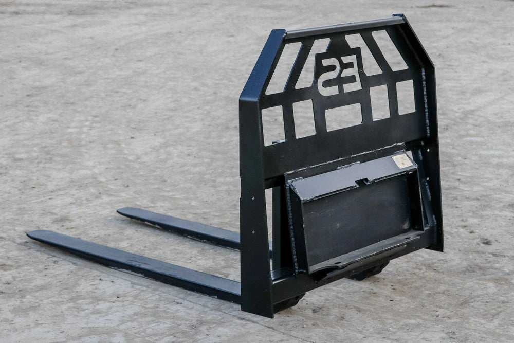 Express Steel Mini Skid Steer Pallet Fork Frame; compatible forks/spears pictured may be sold separately