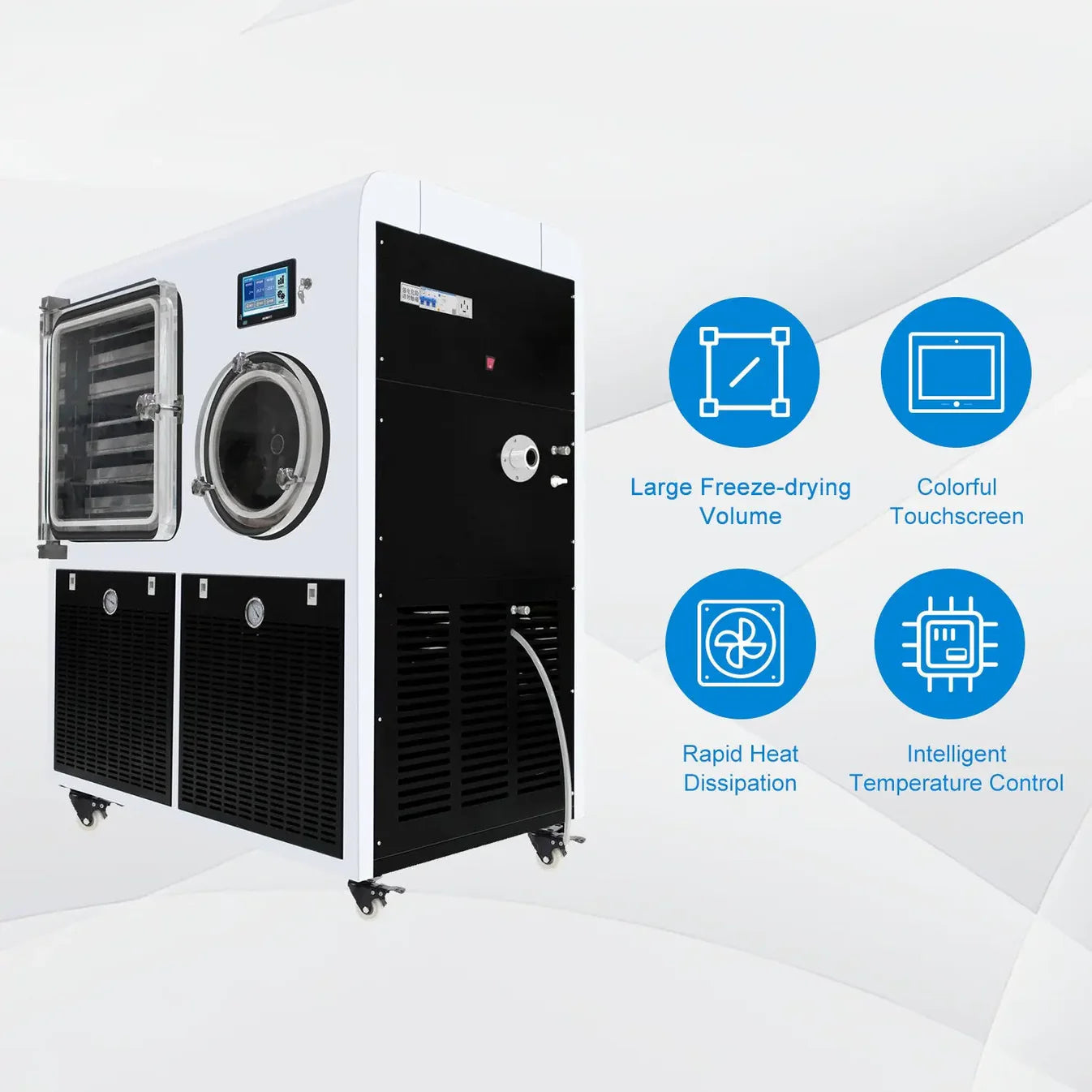 In-Situ Square Freeze Dryer | –80°C Cold Trap | 4–30kg/Batch | 0.2–2㎡ Drying Area | Silicone Oil Heating