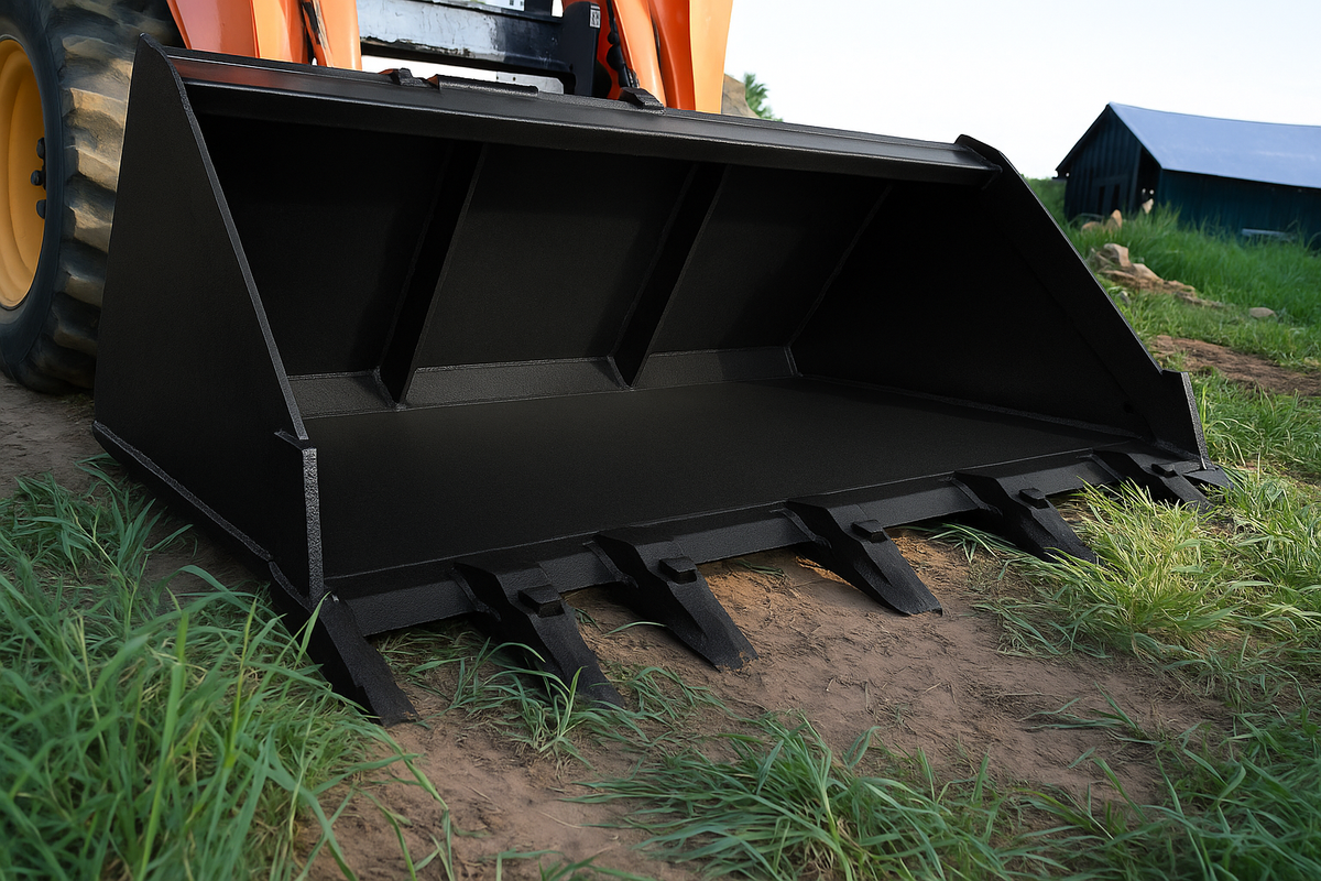 Loflin Fabrication Spade Nose Bucket For Skid Steers manufacturer family image 2; illustrated configuration may differ from selected option
