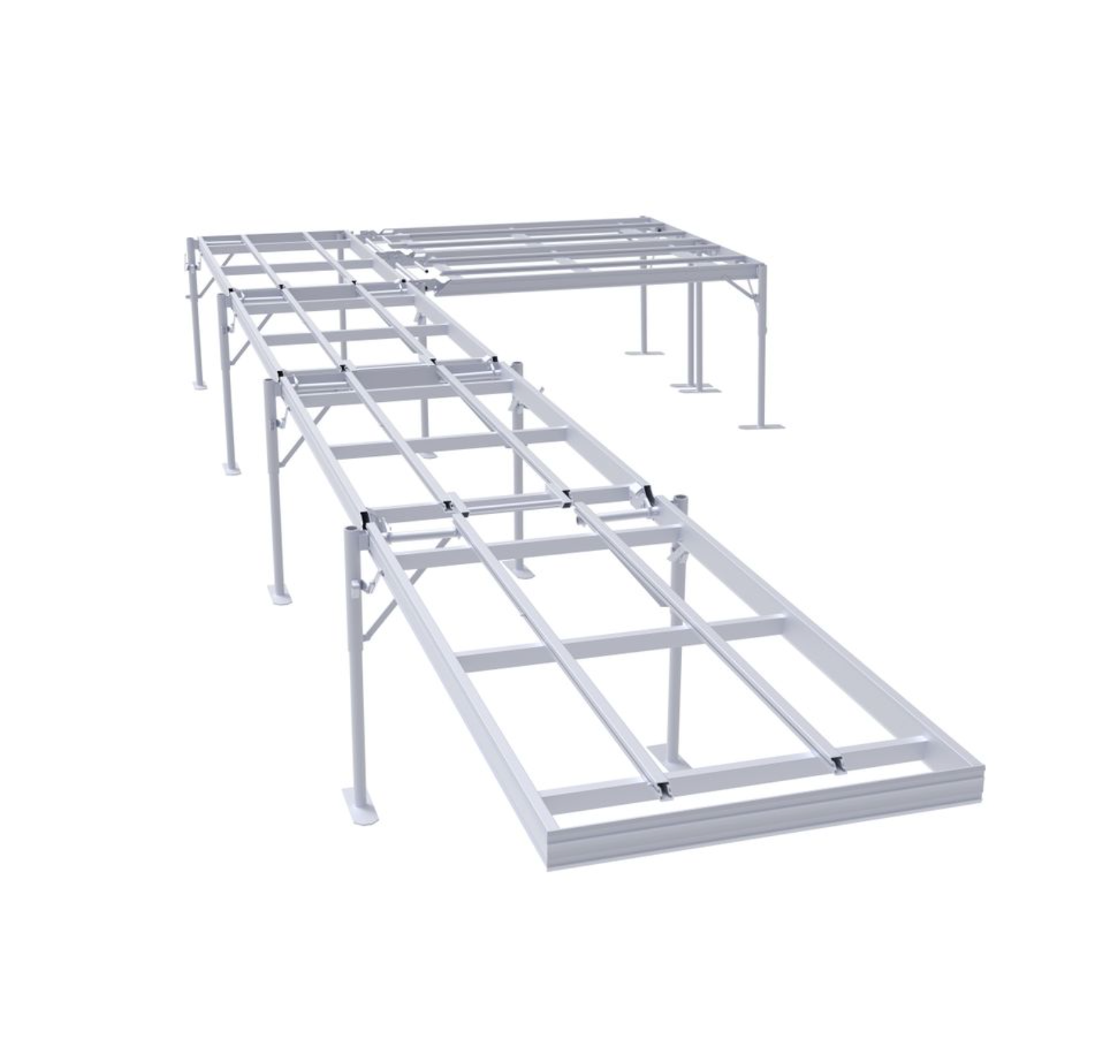 32' Pier of D'Nort L-Style Pier w/Two 4x8 Platform, Starter Section - Red Cedar Wood Decking