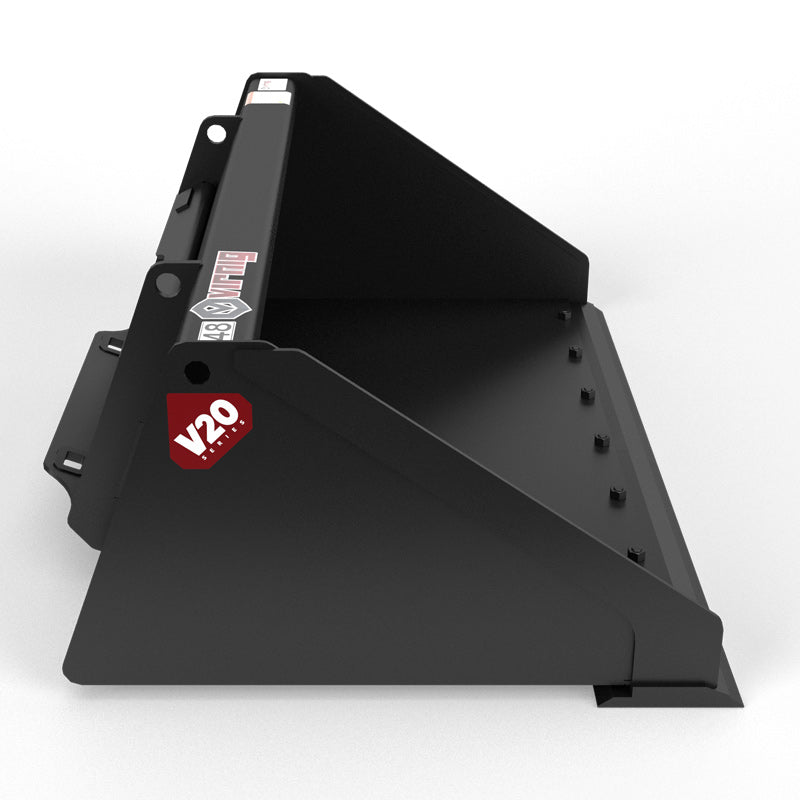 Virnig V20 Mini Skid Steer Low Profile Dirt Bucket; manufacturer family image, configuration may differ