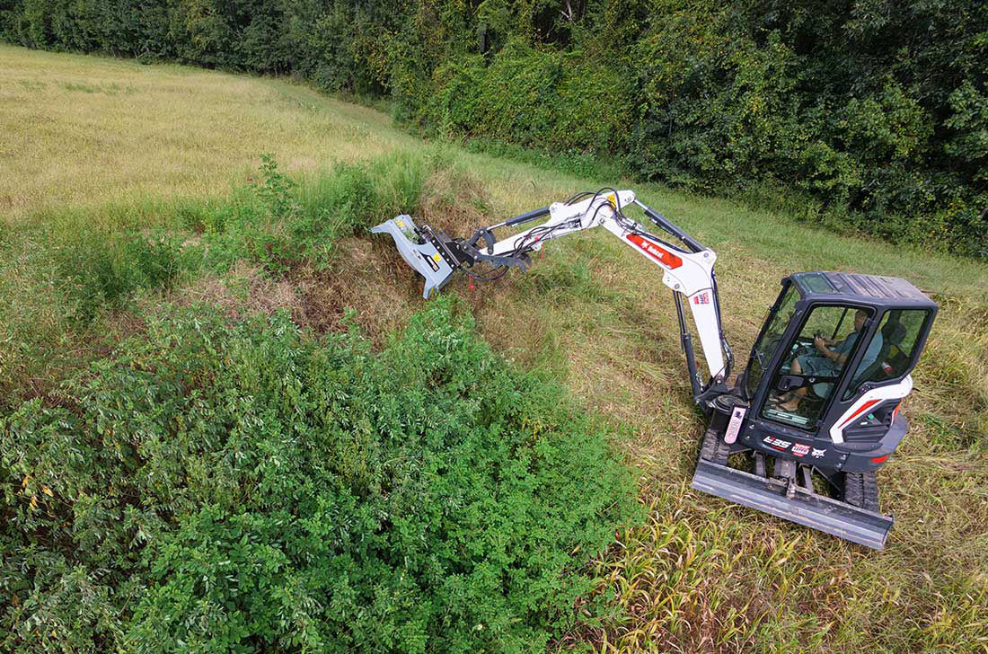 Baumalight CXG336 rotary brush cutter carrier and attachment setup