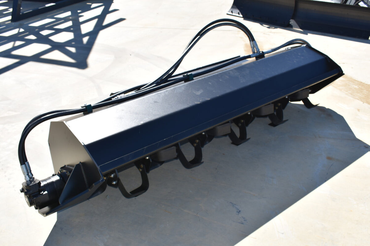 Loflin Fabrication Hydraulic Rotary Tiller For Skid Steers & Track Loaders; manufacturer family image, illustrated configuration may differ.