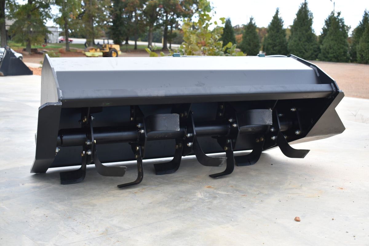 Loflin Fabrication 42-Inch Hydraulic Tiller For Mini Skid Steers; manufacturer family image, illustrated configuration may differ.