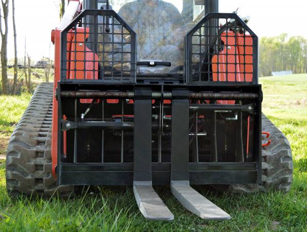 Loflin Fabrication Hydraulic Pallet Fork Frame With Forks For Skid Steers & Track Loaders; assembly shown may include separately sold tines