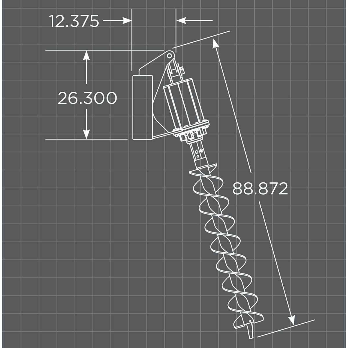 Loflin Fabrication Hydraulic Auger Drive For Skid Steers & Track Loaders; illustrated mounting or bit configuration may vary