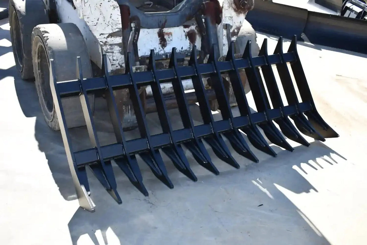 Loflin Fabrication Root Rake For Skid Steers & Track Loaders; illustrated width or mount may vary