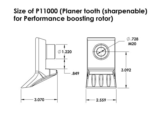 Baumalight P11000 Planer Mulcher Tooth | Individual