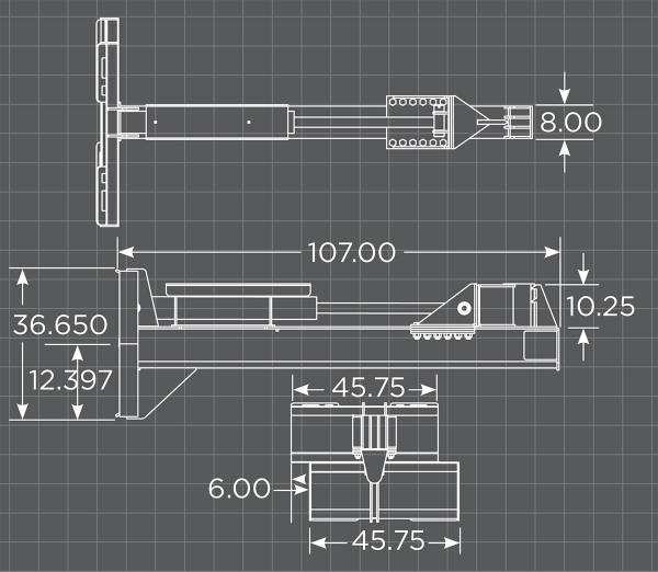 Loflin Fabrication 35-Ton Hydraulic Log Splitter For Skid Steers & Track Loaders - dimension drawing