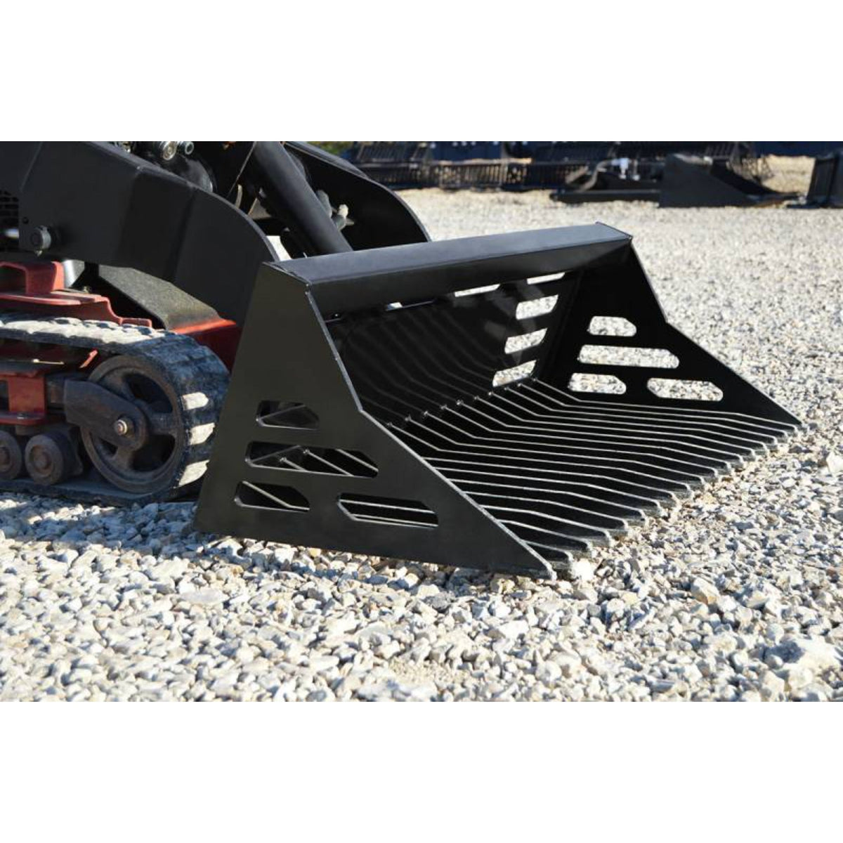 Loflin Fabrication Mini Rock Bucket For Mini Skid Steers manufacturer family image 1; illustrated configuration may differ from selected option