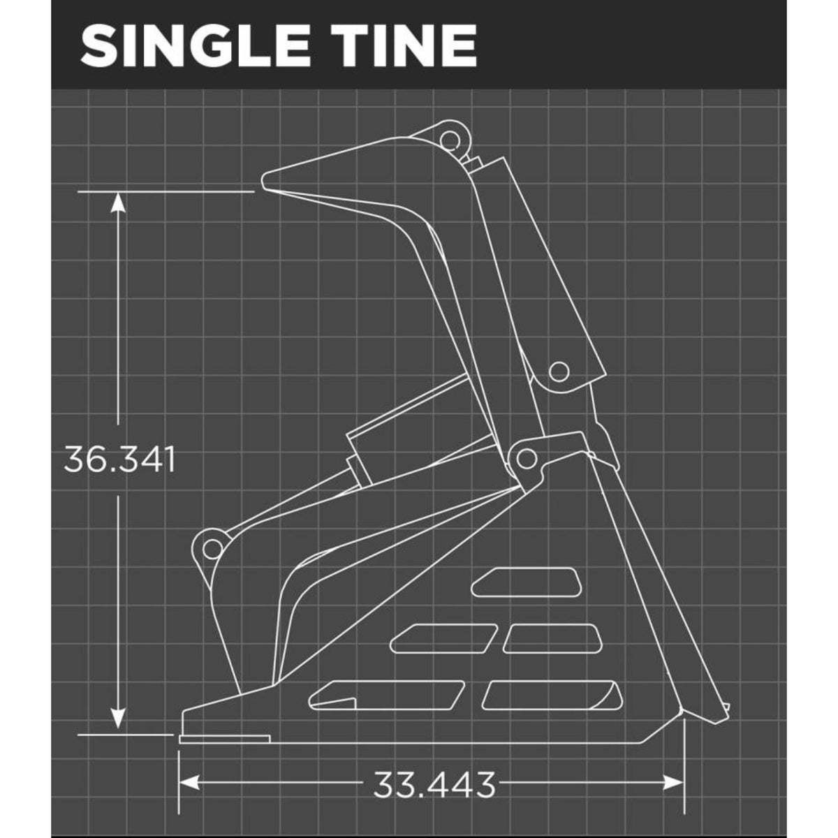 Loflin Fabrication Mini Rock Bucket Grapple For Mini Skid Steers manufacturer family dimensional illustration; confirm selected configuration