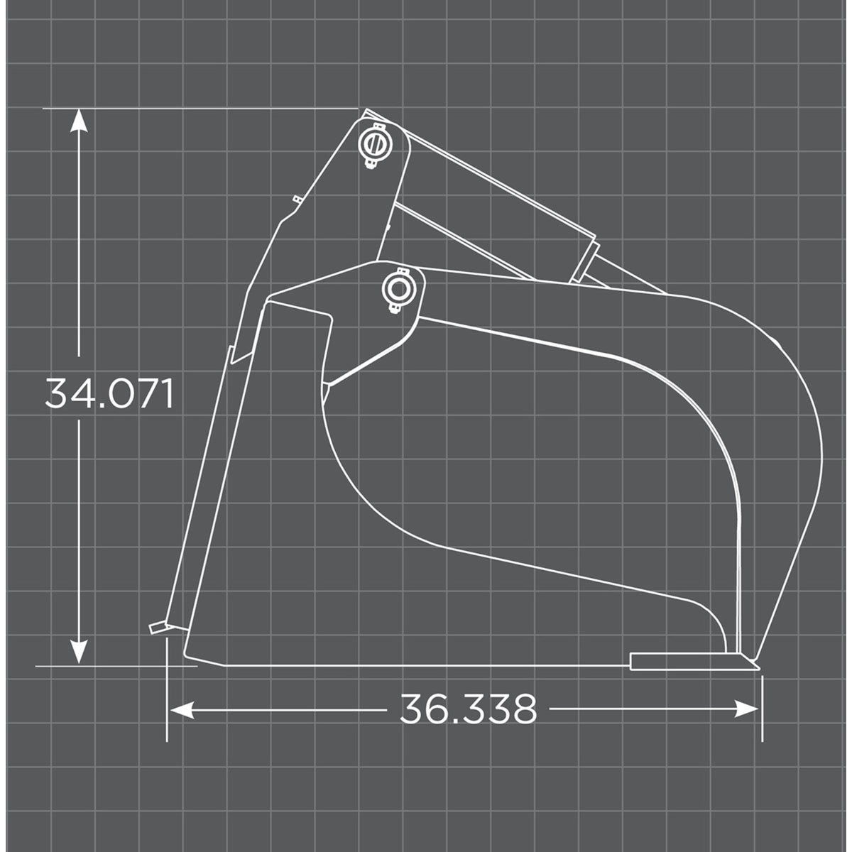 Loflin Fabrication XHD Grapple Bucket For Skid Steers manufacturer family dimensional illustration; confirm selected configuration
