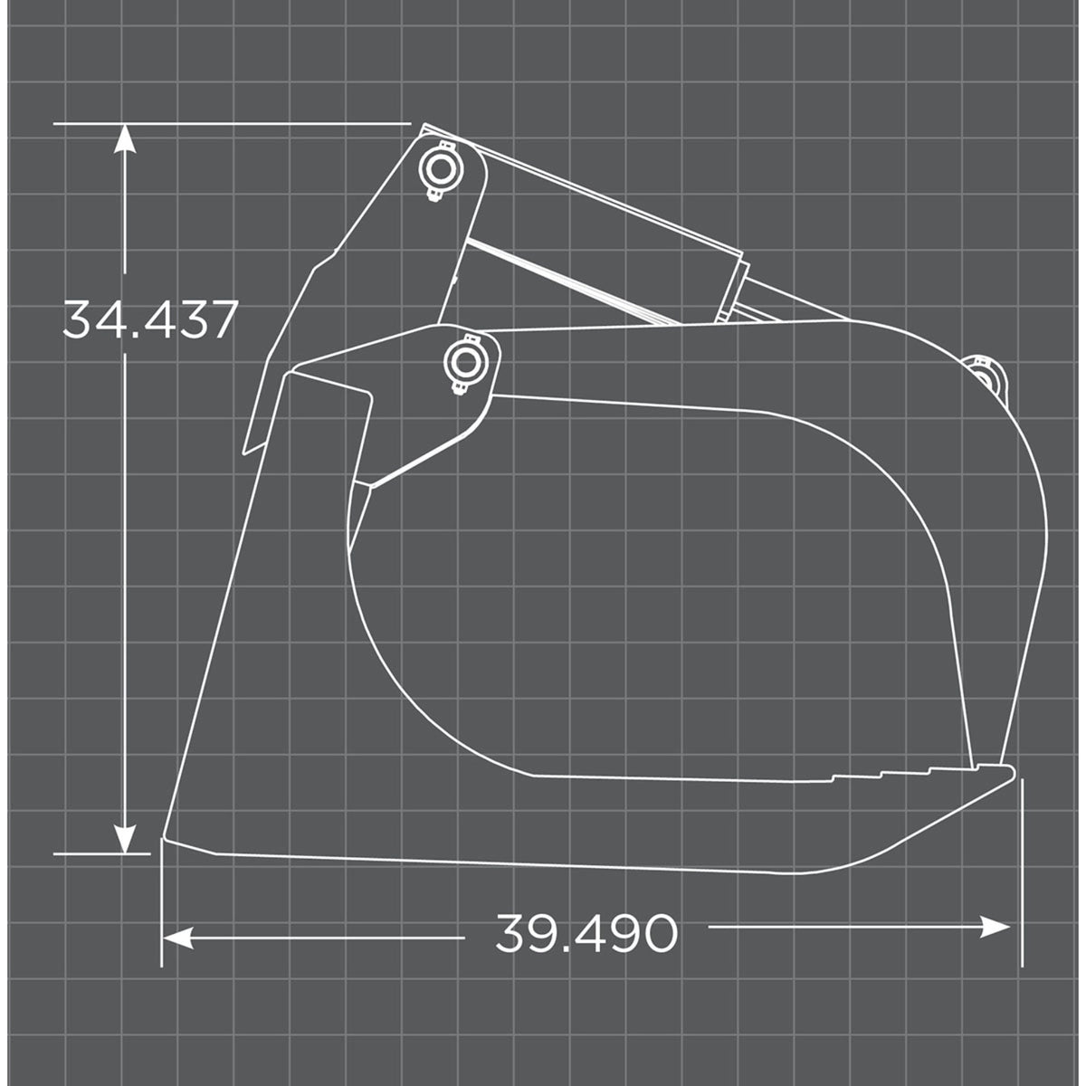 Loflin Fabrication XHD Root Grapple For Skid Steers manufacturer family dimensional illustration; confirm selected configuration