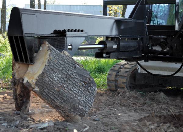 Loflin Fabrication 35-Ton Hydraulic Log Splitter For Skid Steers & Track Loaders - equipment in use; carrier not included