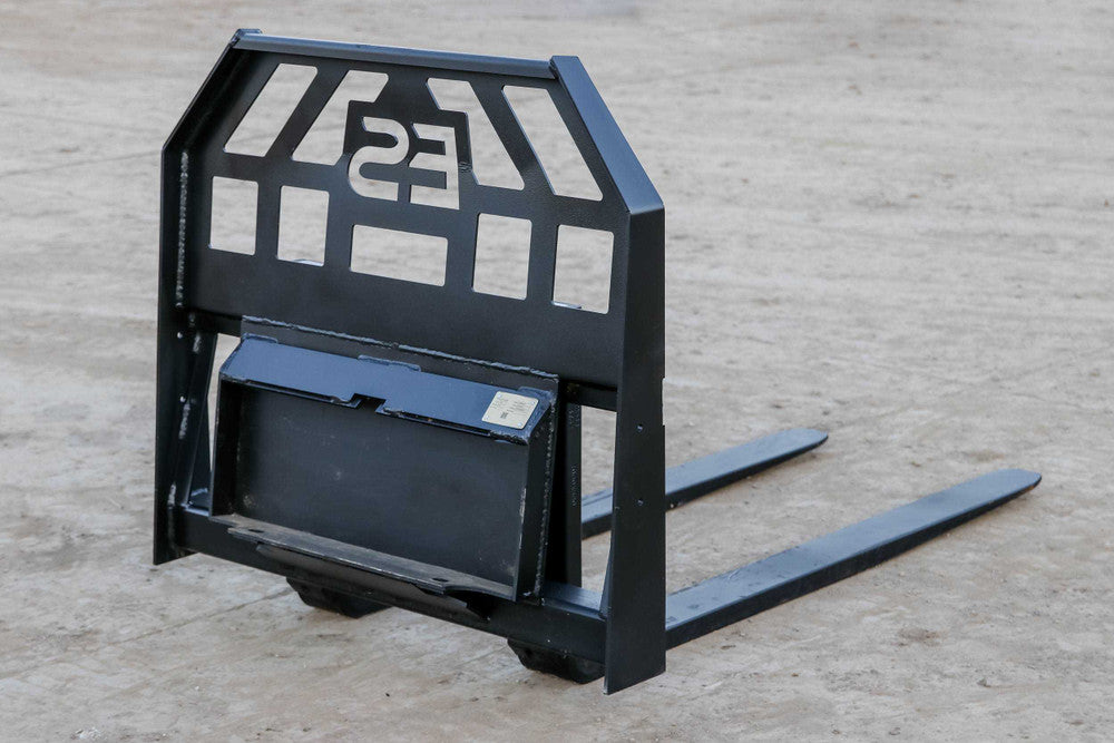 Express Steel Mini Skid Steer Pallet Fork Frame; compatible forks/spears pictured may be sold separately