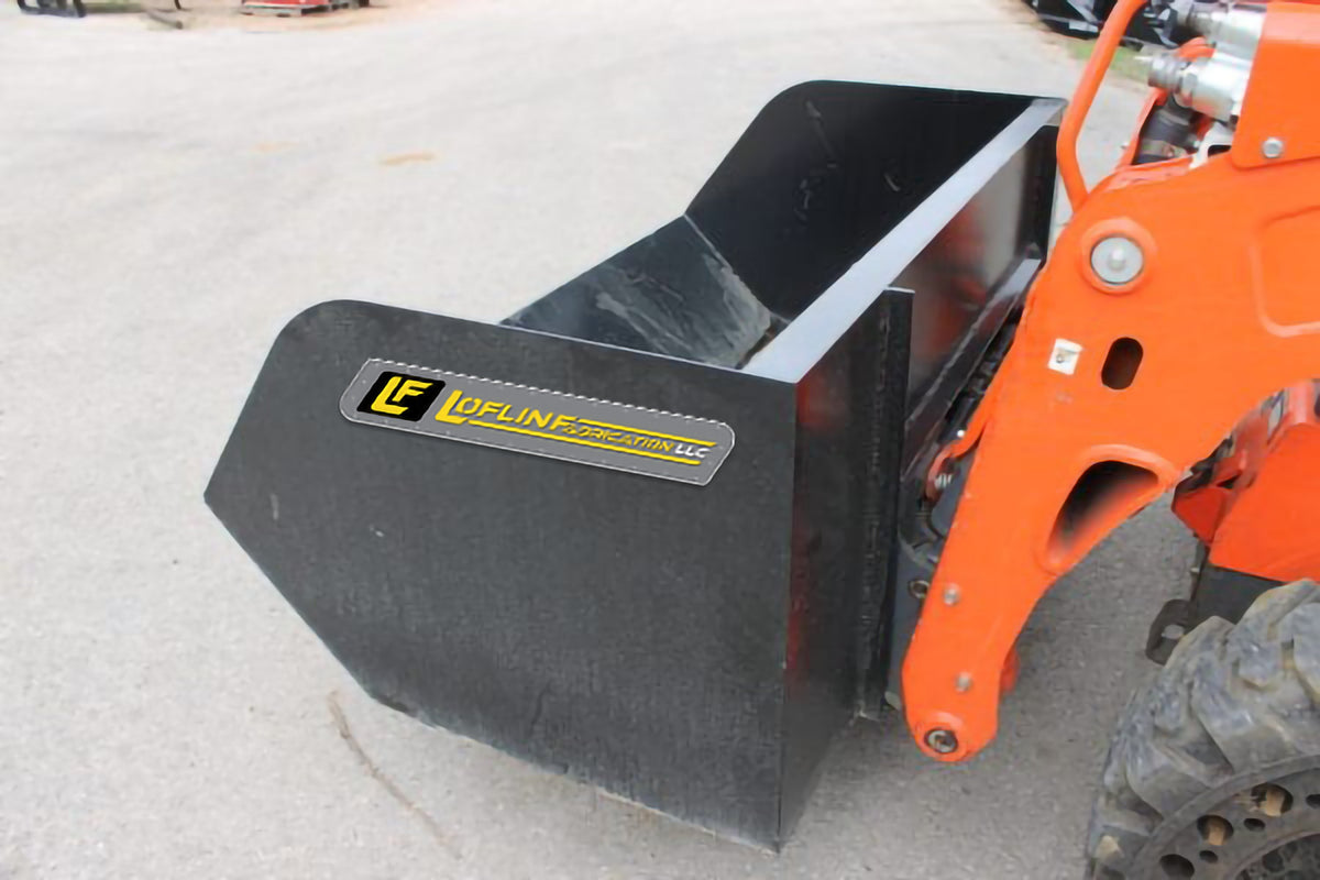 Loflin Fabrication Trash Bucket For Skid Steers manufacturer family image 1; illustrated configuration may differ from selected option