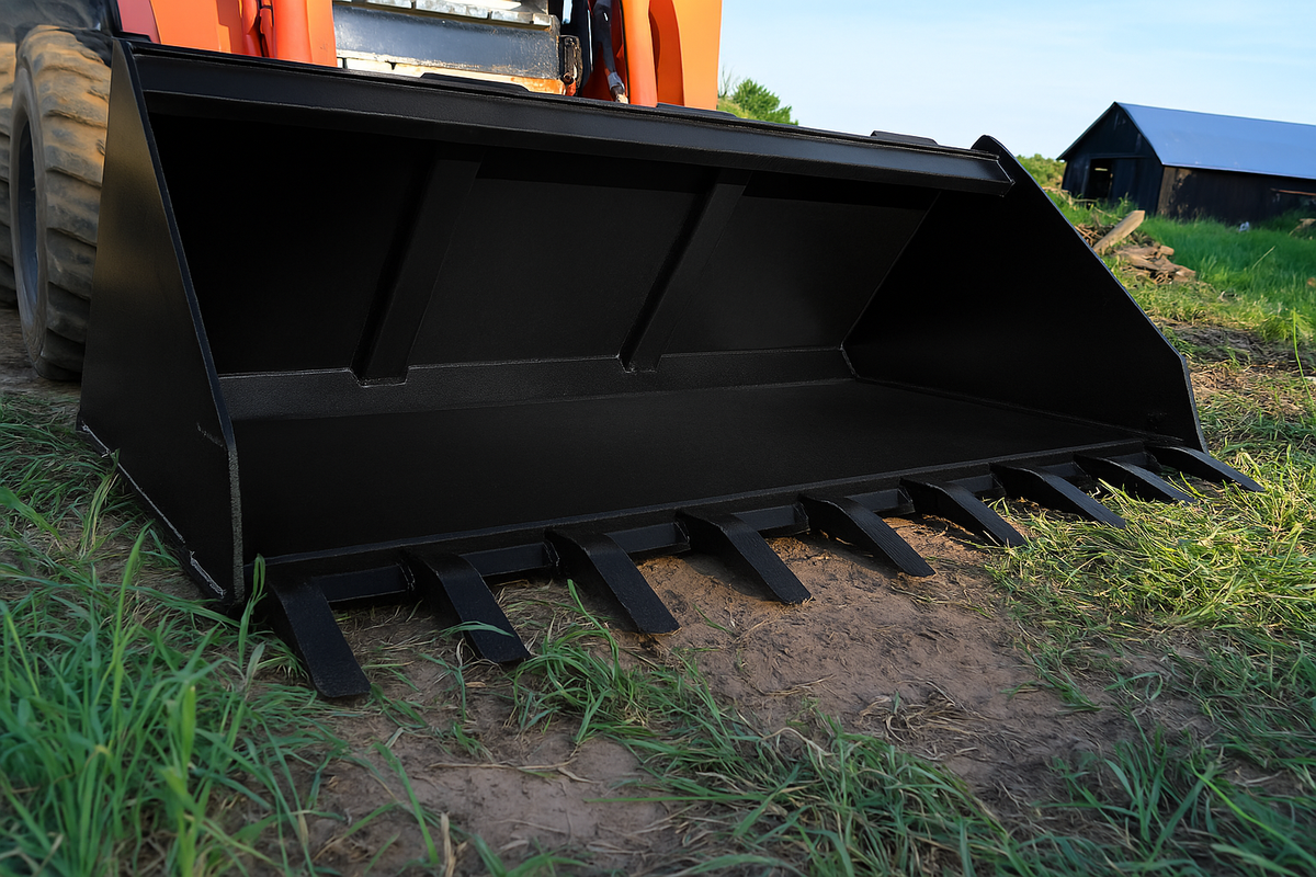 Loflin Fabrication Spade Nose Bucket For Skid Steers manufacturer family image 3; illustrated configuration may differ from selected option