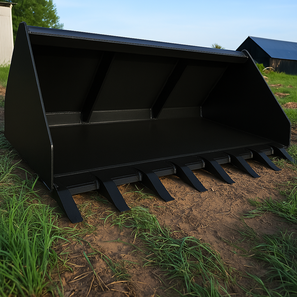 Loflin Fabrication Spade Nose Bucket For Skid Steers manufacturer family image 1; illustrated configuration may differ from selected option