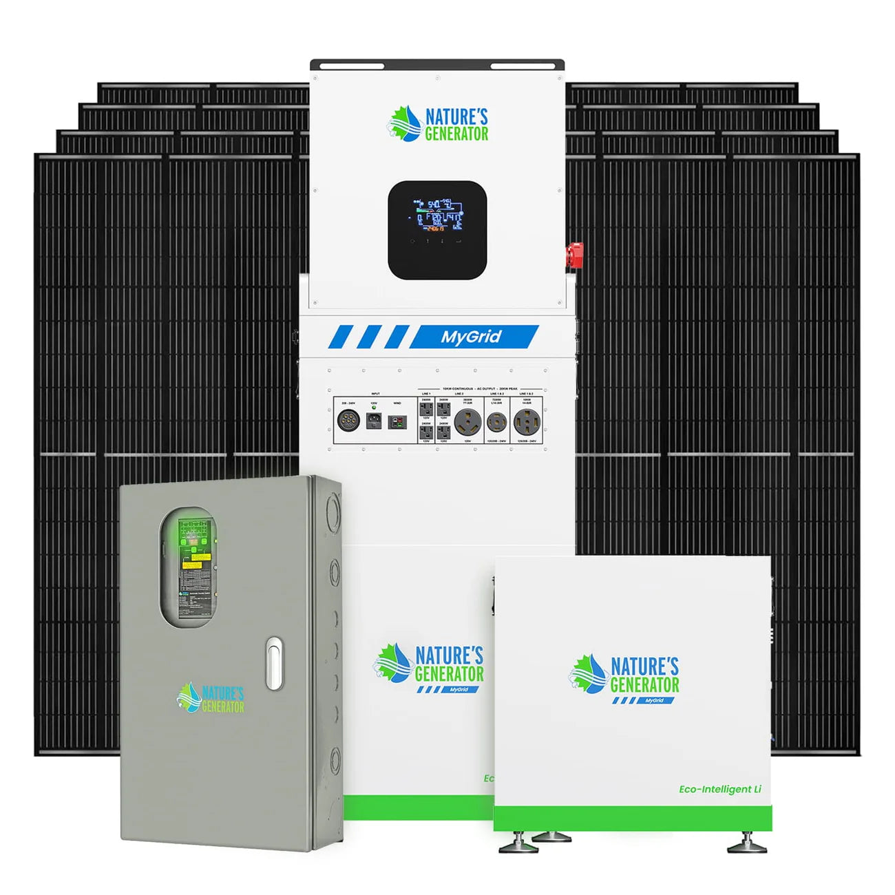 Nature’s Generator MyGrid 10K Power Kit with Transfer Switch for House Battery Backup (10kW | 10kWh)