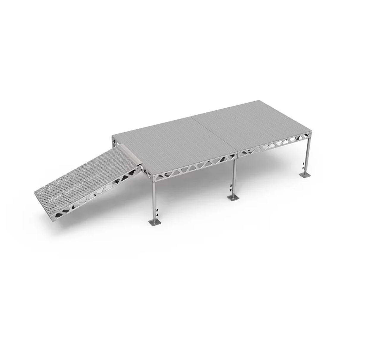 CanadaDocks 8' Wide Stationary Dock w/ 4'-8' Legs - Grey Decking