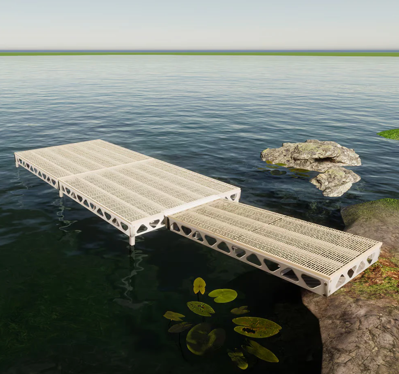 CanadaDocks 8' Wide Stationary Dock w/ 4'-8' Legs - Grey Decking