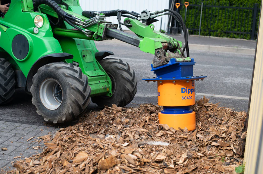 Dipperfox Stump Crusher – Stump Grinder for Mini Excavators 1.5–5 Ton & Mini Track Loaders (8–34 GPM) – SC400