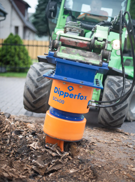 Dipperfox Stump Crusher – Stump Grinder for Mini Excavators 1.5–5 Ton & Mini Track Loaders (8–34 GPM) – SC400