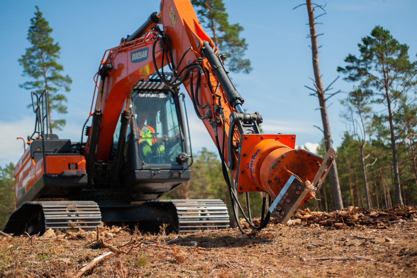 Dipperfox Stump Crusher – Stump Grinder for Excavators 14–30 Ton (29–61 GPM) – SC850