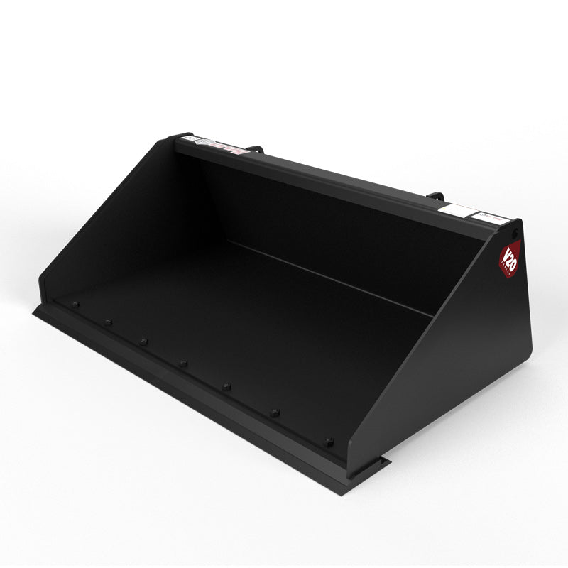 Virnig V20 Mini Skid Steer Low Profile Dirt Bucket; manufacturer family image, configuration may differ