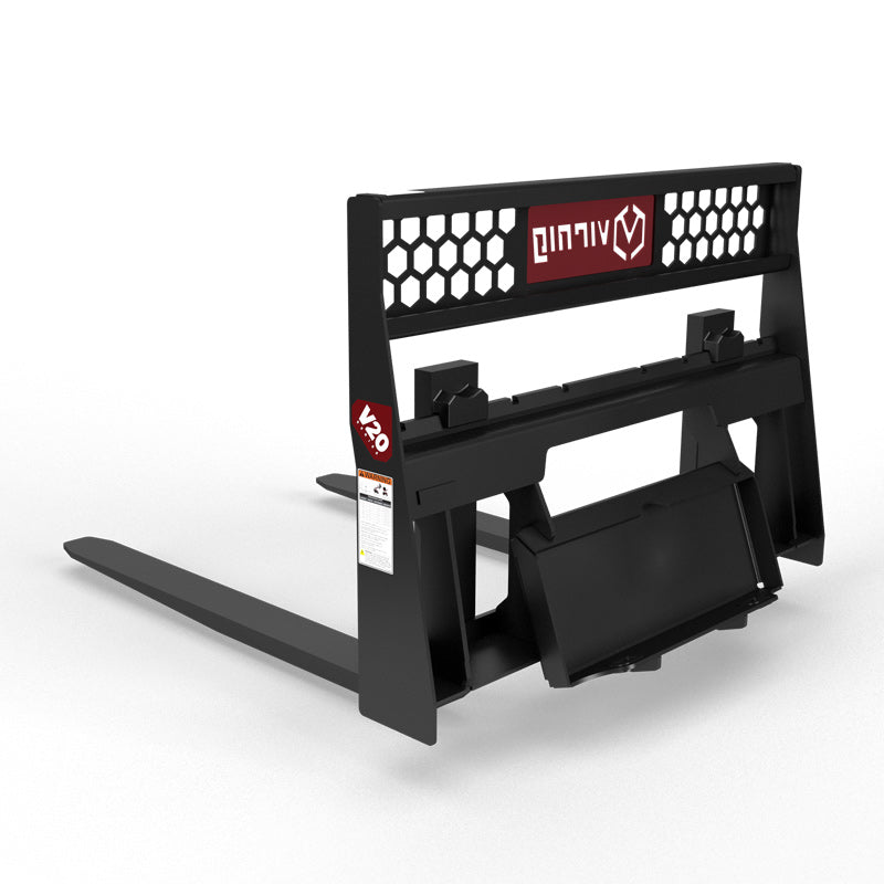 Virnig V20 Mini Skid Steer Wide Rail Pallet Fork; manufacturer family image, configuration may differ