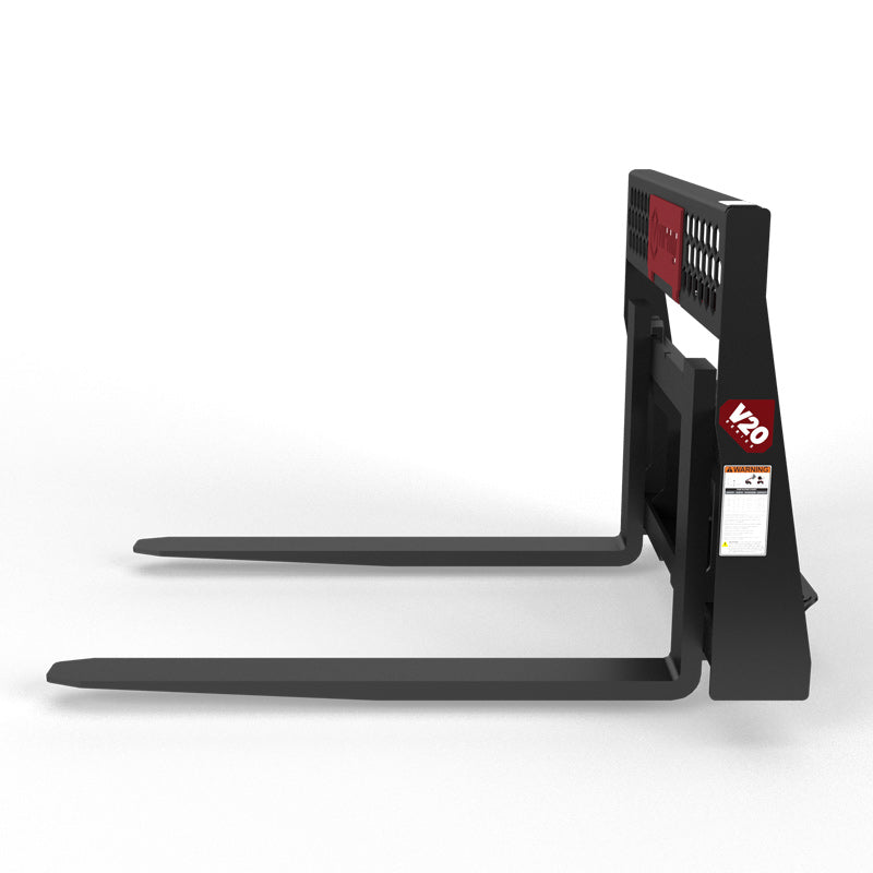 Virnig V20 Mini Skid Steer Wide Rail Pallet Fork; manufacturer family image, configuration may differ