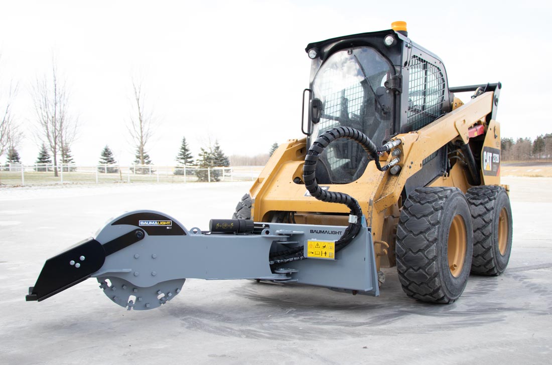 Baumalight S22 stump grinder mounted on skid steer