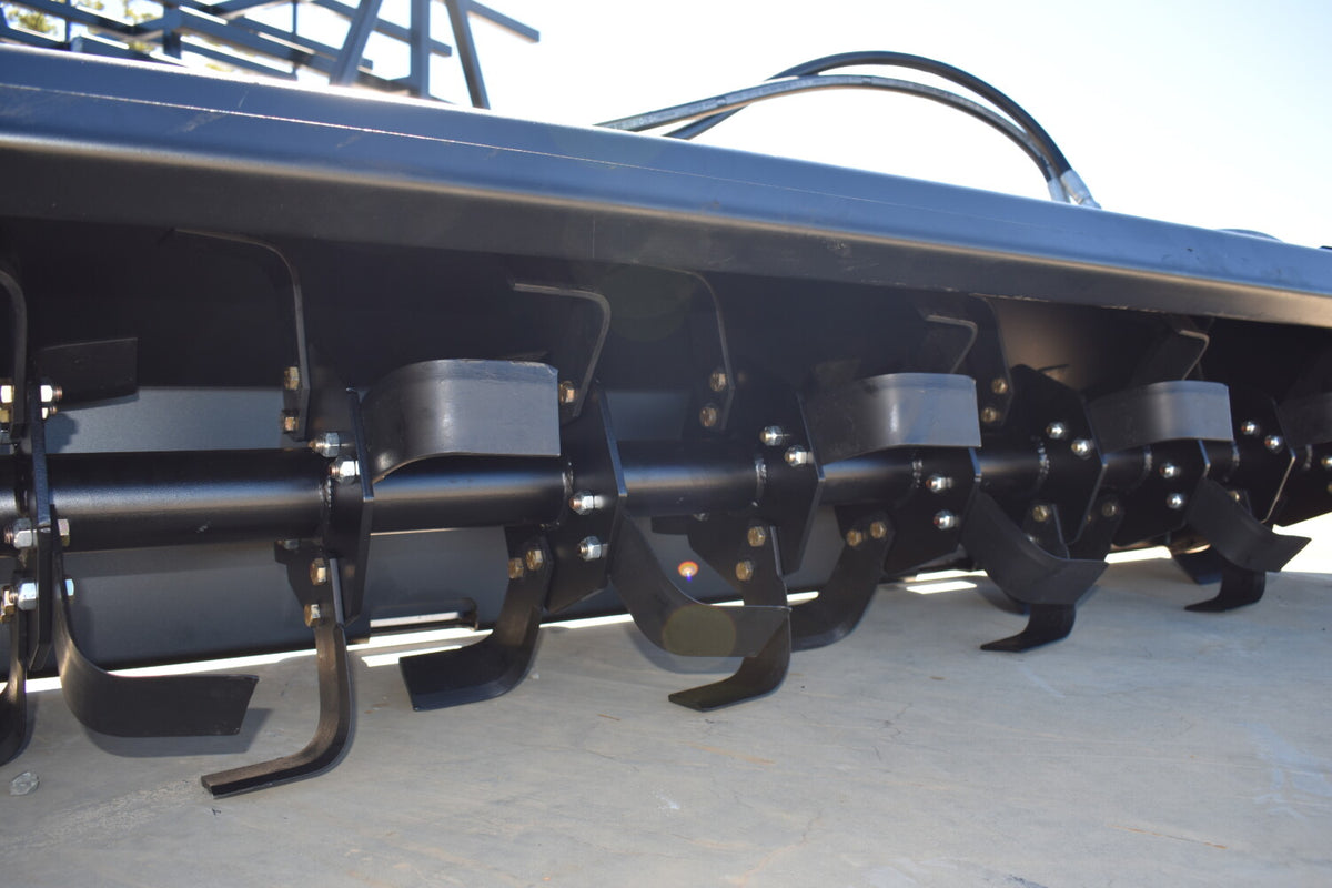 Loflin Fabrication Hydraulic Rotary Tiller For Skid Steers & Track Loaders; manufacturer family image, illustrated configuration may differ.