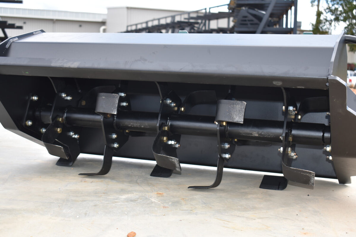 Loflin Fabrication 42-Inch Hydraulic Tiller For Mini Skid Steers; manufacturer family image, illustrated configuration may differ.