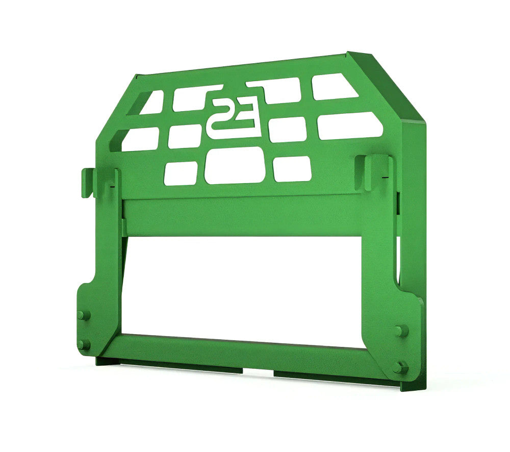 Express Steel John Deere Quick Attach Pallet Fork Frame; compatible forks/spears pictured may be sold separately