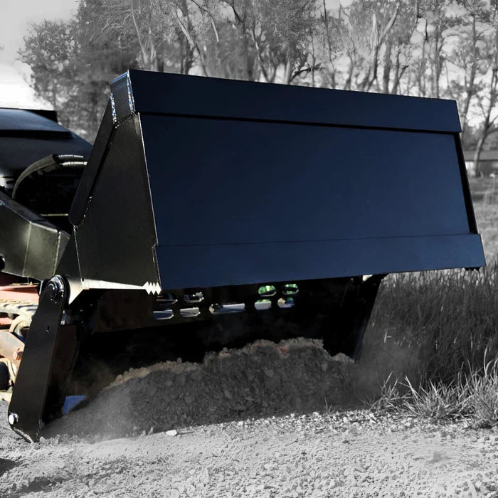 Loflin Fabrication Mini 4-in-1 Bucket For Mini Skid Steers manufacturer family image 2; illustrated configuration may differ from selected option