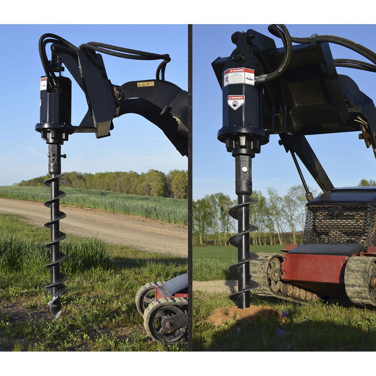 Loflin Fabrication Hydraulic Auger Drive For Mini Skid Steers; illustrated mounting or bit configuration may vary