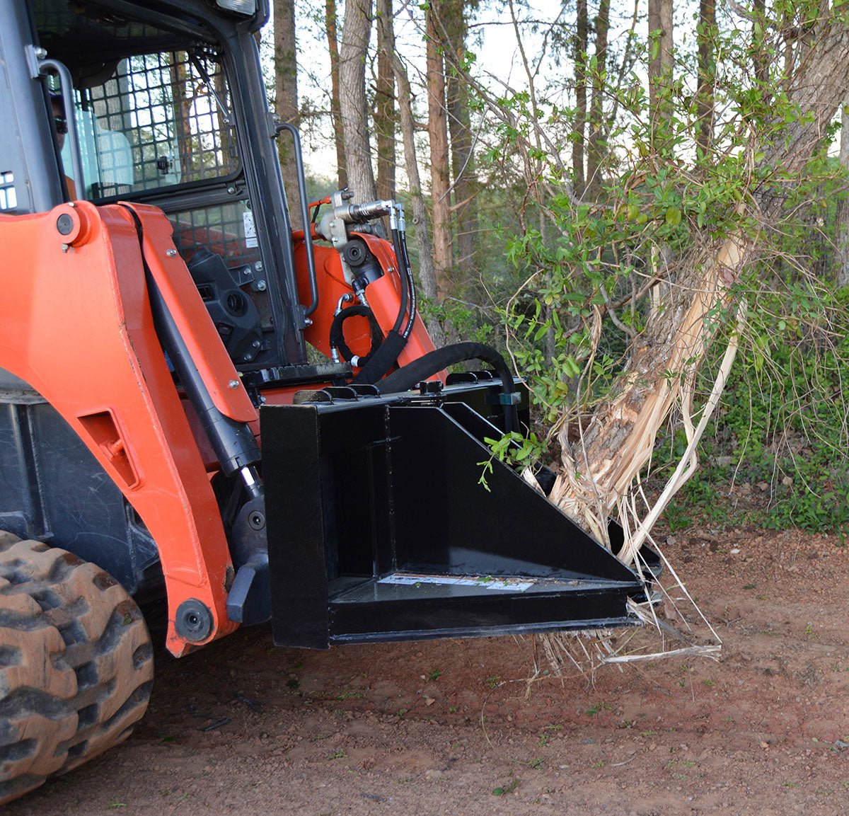 Loflin Fabrication Tree Puller For Skid Steers & Track Loaders; carrier shown is not included