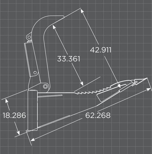 Loflin Fabrication Stump Grapple Bucket For Skid Steers manufacturer family dimensional illustration; confirm selected configuration