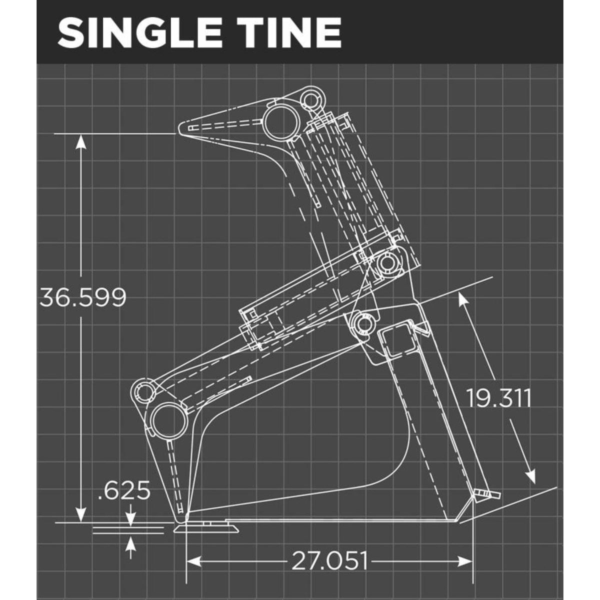 Loflin Fabrication Mini Grapple Bucket For Mini Skid Steers manufacturer family dimensional illustration; confirm selected configuration