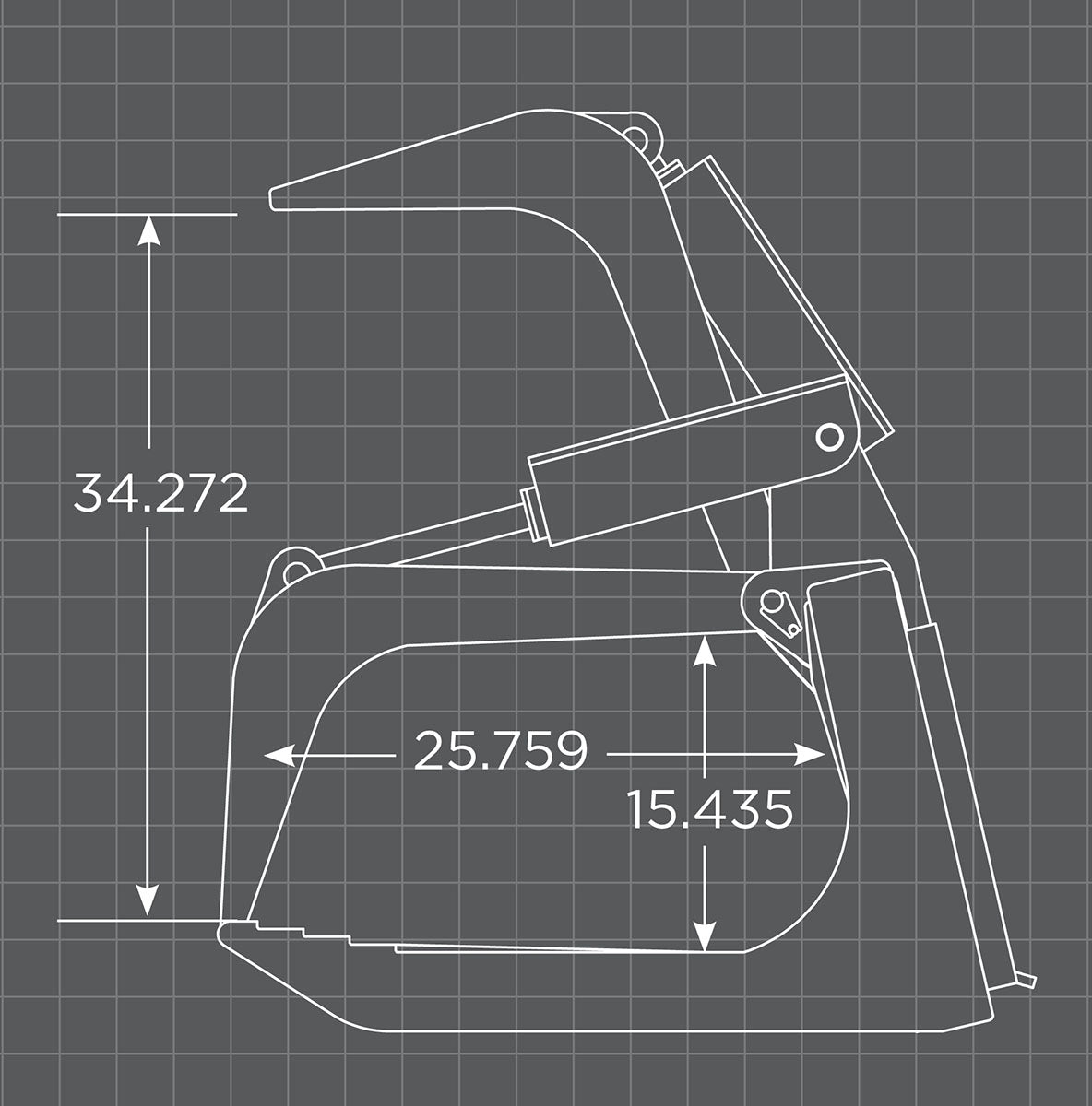 Loflin Fabrication Medium Duty Root Grapple For Skid Steers manufacturer family dimensional illustration; confirm selected configuration