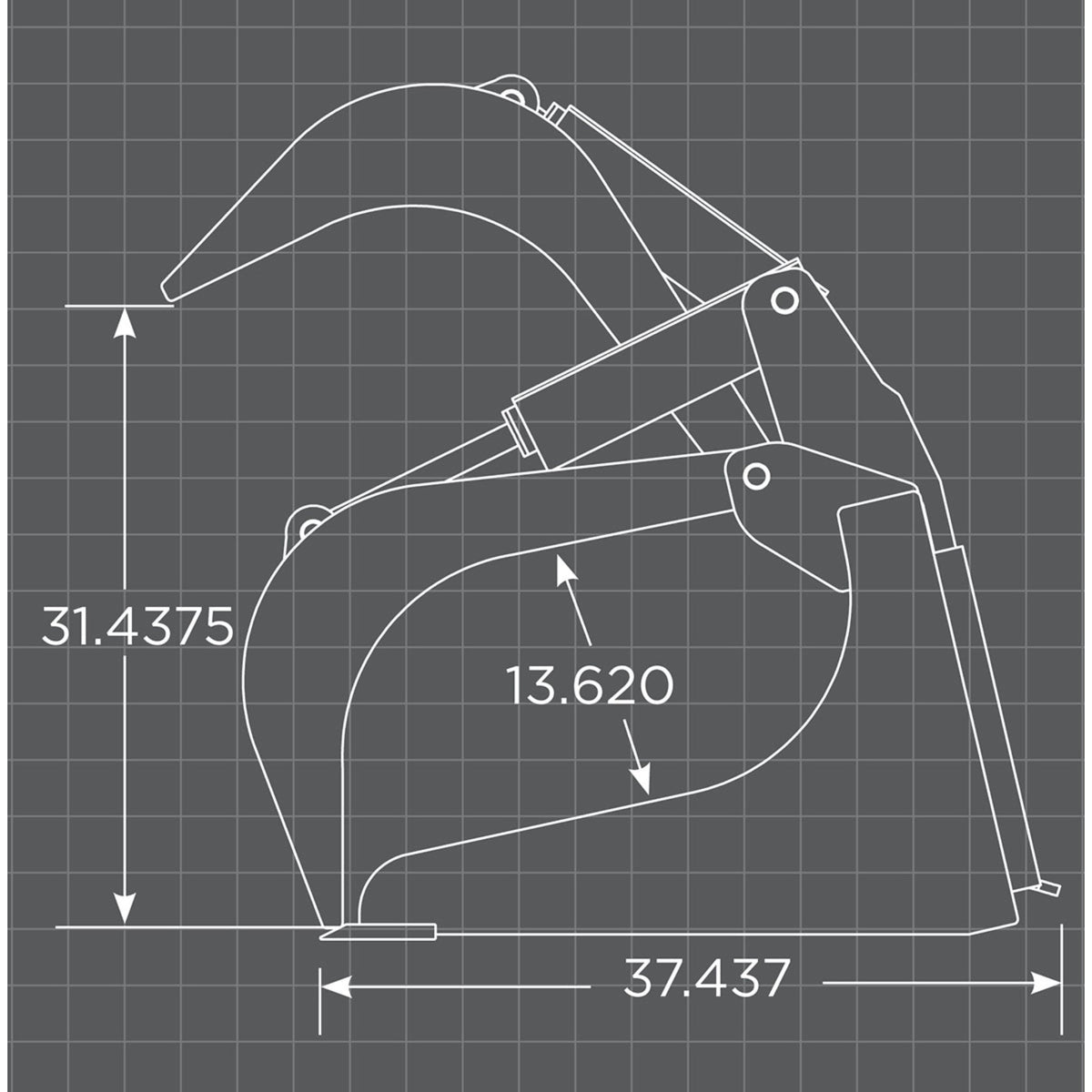 Loflin Fabrication Standard Duty Grapple Bucket For Skid Steers manufacturer family dimensional illustration; confirm selected configuration