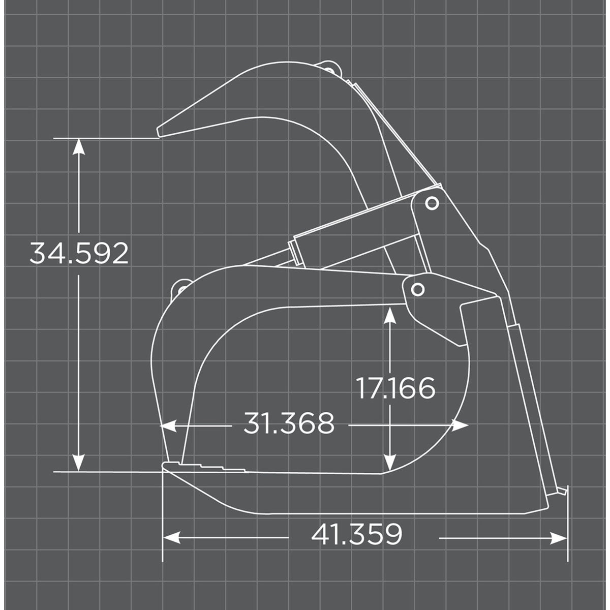 Loflin Fabrication Standard Duty Root Grapple For Skid Steers manufacturer family dimensional illustration; confirm selected configuration