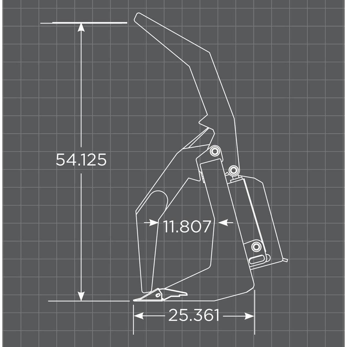 Loflin Fabrication XHD Vertical Root Grapple For Skid Steers manufacturer family dimensional illustration; confirm selected configuration